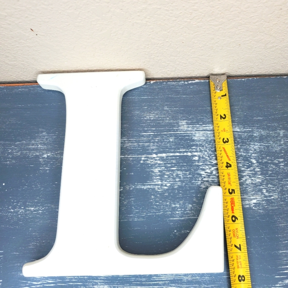 Large “L”‎ White Single Letter-Wall Decoration-Letters/Words Wall Hanging~7.75"